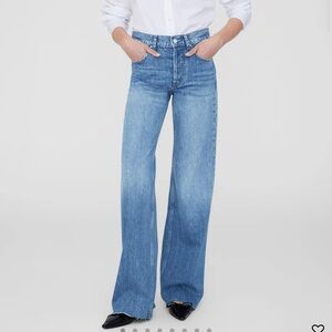 Anine Bing Hugh Wide Leg High Waisted Jeans Panama Blue